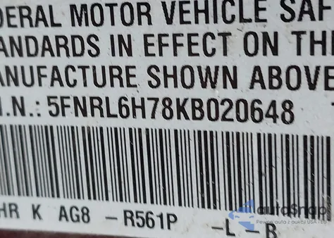 2019 Honda Odyssey Ex-L z USA, uszkodzony, nr VIN 5FNRL6H78KB020648